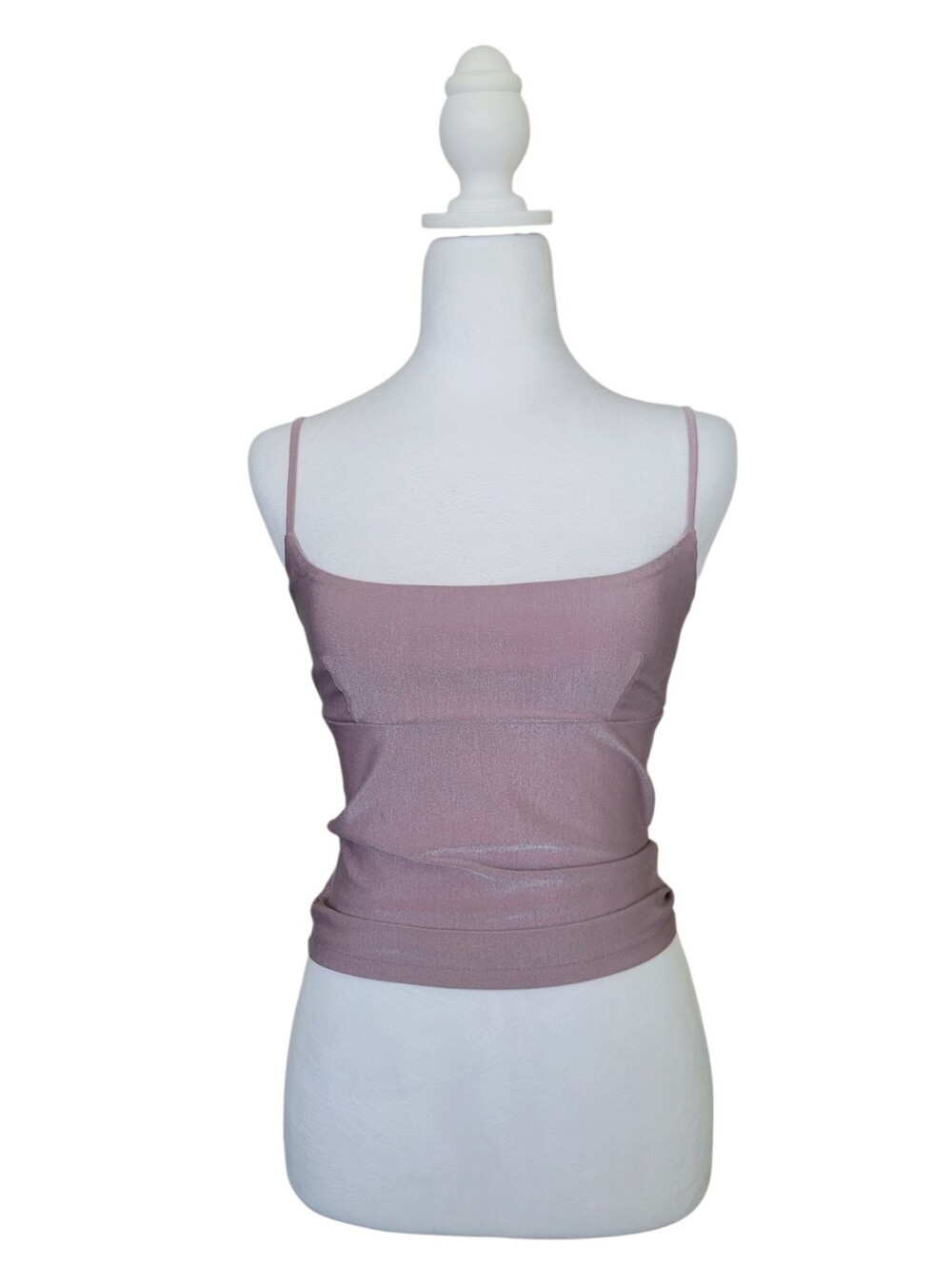 Vintage Y2K Blockout Slinky Mauve Square Neck Camisole Tank Top S/XS